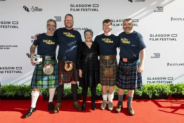 The Make It To Munich team on the 2025 Glasgow Film Festival red carpet with festival director Allison Gardner.