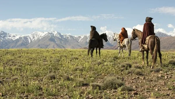 Preparing to ride restless horses