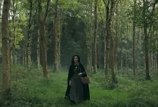Charlotte Vega in the woods
