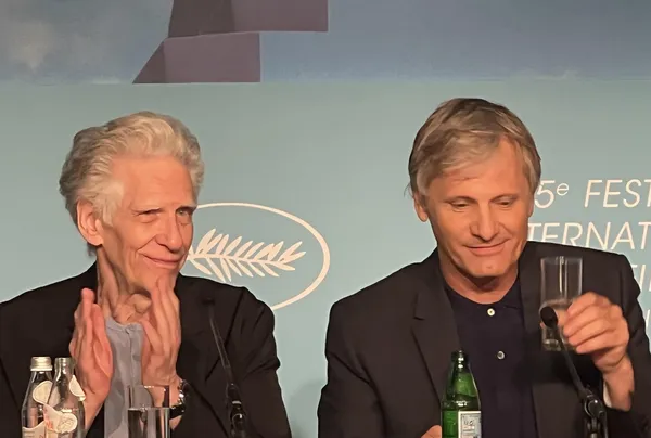 'Master and slave'  - the jokey description by David Cronenberg of his relationship with Viggo Mortensen revealed at the Cannes media gathering for Crimes Of The Future